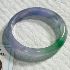 Certified Lavender Green 
Approx 58-59mm Natural Burma A Jade jadeite Bangle New